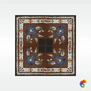 Плитка REDA Ковер Угловая бирюзово-зеленая 20х20 гладкая, глянцевая (Пано 4 штуки) (0,16 кв.м.)