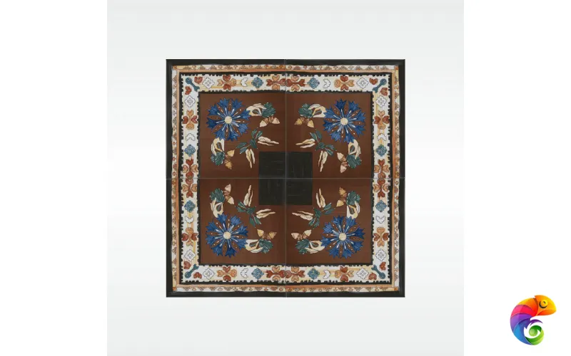 Плитка REDA Ковер Угловая бирюзово-зеленая 20х20 гладкая, глянцевая (Пано 4 штуки) (0,16 кв.м.)