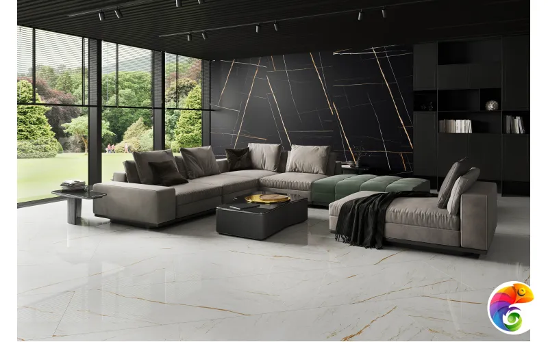 Керамогранит Nero White 9 mm POLI 120x60 Marble Artcer
