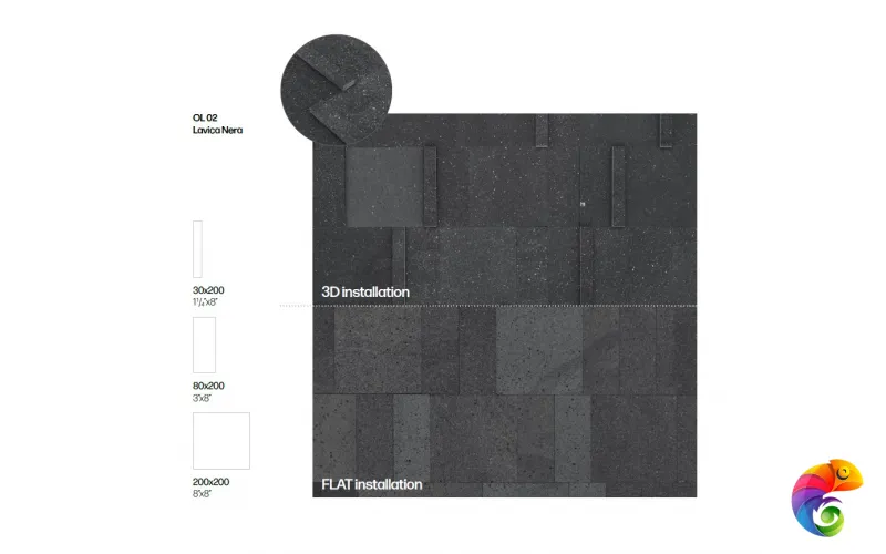 MIRAGE LAVICA NERA OL 02 TABULATE 3х20x1