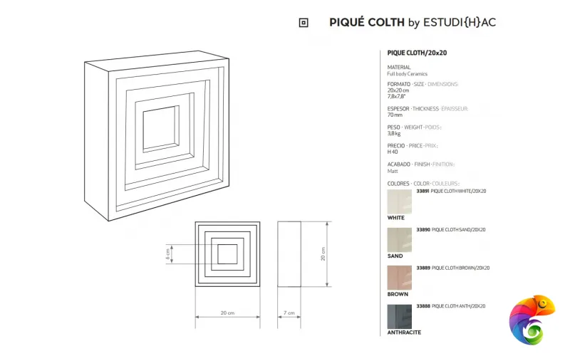 HARMONY PIQUE CLOTH ANTHRACITE 19.8х19.8 H-40