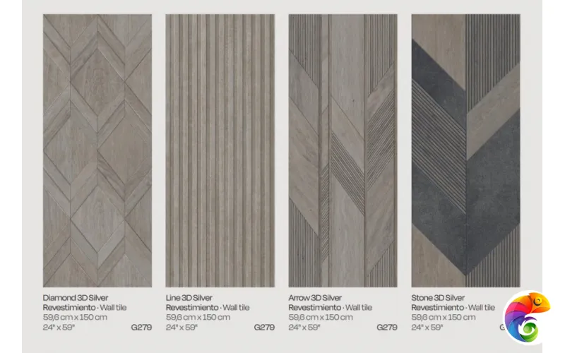 PORCELANOSA 3D SILVER DIAMOND 59.6х150 G-279