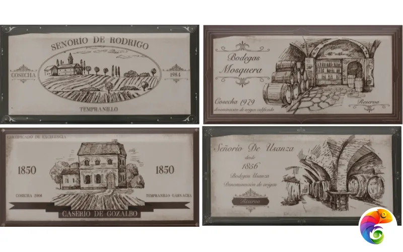 Декор Hueso Wine Labels Mix 10*20 (1кор/50шт/1м2) Mix 10×20