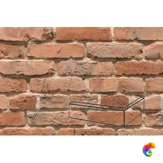 Угловой элемент Кирпич Кревский 27.14.У (02), шов 12, разм 6,4-7,0*9,3*21,0-21,5, т.25 Охра (1кор/8шт/0,63пог. м) Охра