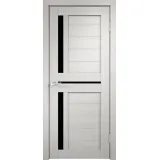 Дверное полотно Экошпон DUPLEX 3 600х2000 цвет Дуб белый стекло Лакобель черное Левое/Правое VD011237