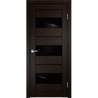 Дверное полотно Экошпон DUPLEX 12 600х2000 цвет Венге стекло Лакобель черное Левое/Правое VD011402