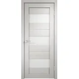 Дверное полотно Экошпон DUPLEX 12 600х2000 цвет Дуб белый стекло Лакобель белое Левое/Правое VD011823