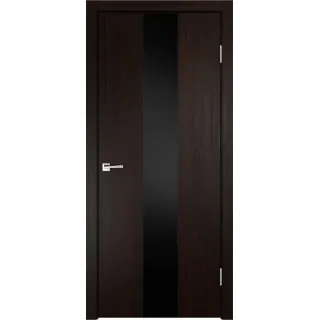 Дверное полотно Экошпон SMART Z2 800х2000 цвет Венге стекло Лакобель черное Левое/Правое VD020980
