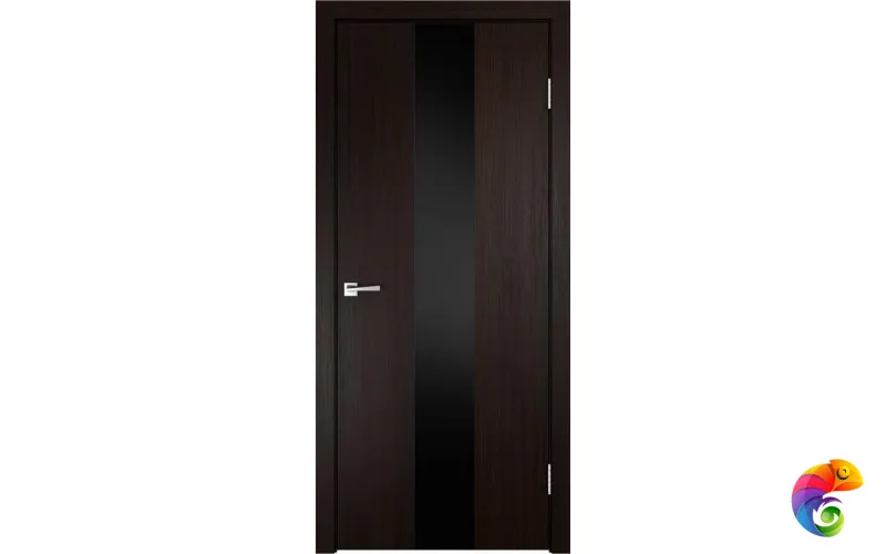 Дверное полотно Экошпон SMART Z2 800х2000 цвет Венге стекло Лакобель черное Левое/Правое VD020980