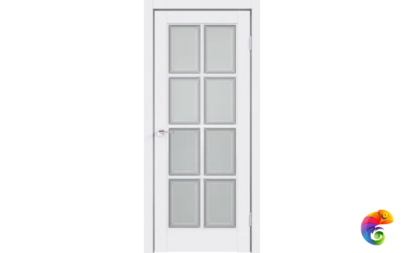 Дверное полотно Эмаль SCANDI 4V 700х2000 цвет Белый стекло Мателюкс, Английская решетка Левое/Правое VD1001651