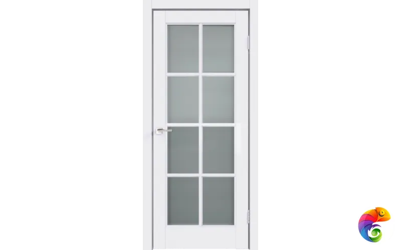 Дверное полотно Эмаль SCANDI 4V 600х2000 цвет Белый стекло Мателюкс Правое VD1002249