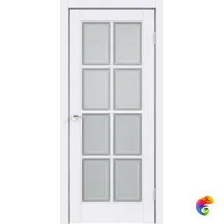 Дверное полотно Эмаль SCANDI 4V 800х2000 цвет Белый стекло Мателюкс, Английская решетка Левое VD1002259