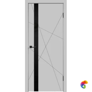 Дверное полотно Эмаль SCANDI S Z1 600х2000 цвет Светло-серый стекло Лакобель черное Левое/Правое VD1004061