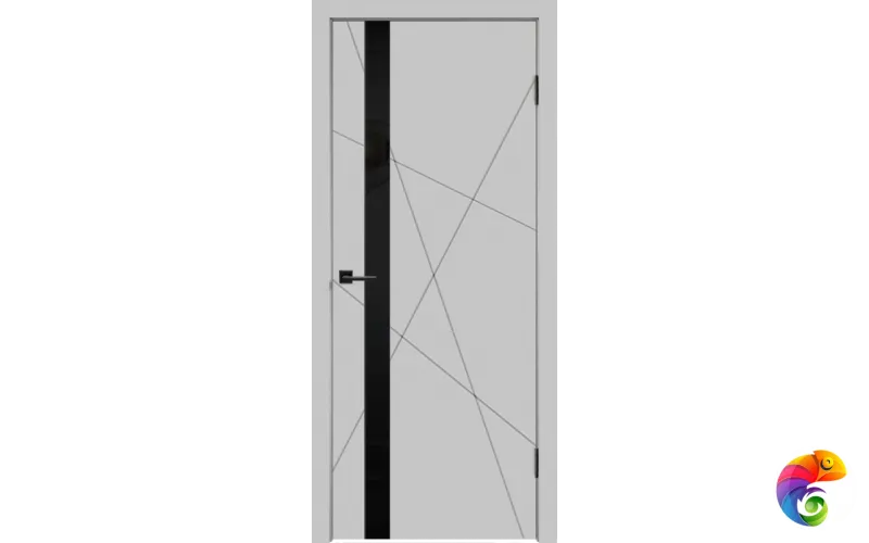 Дверное полотно Эмаль SCANDI S Z1 600х2000 цвет Светло-серый стекло Лакобель черное Левое/Правое VD1004061