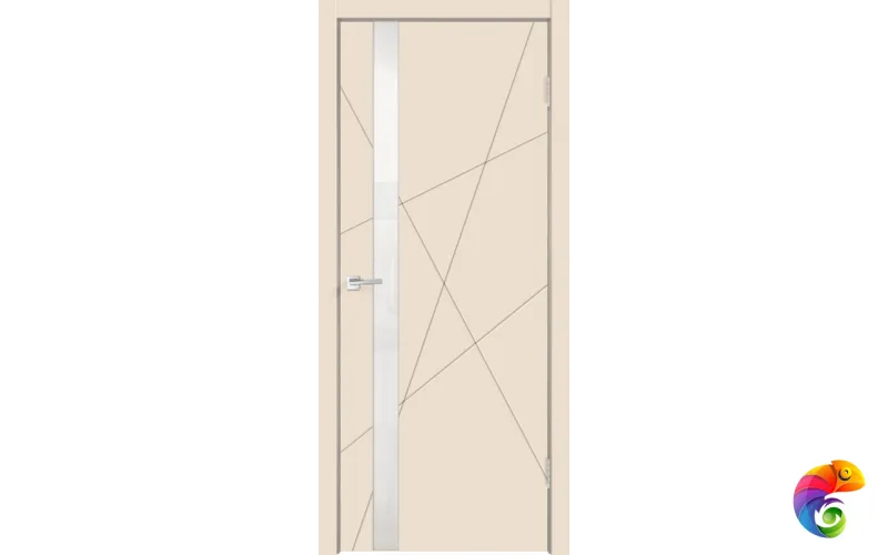 Дверное полотно Эмаль SCANDI S Z1 800х2000 цвет Слоновая кость стекло Лакобель белое Левое/Правое VD1004767
