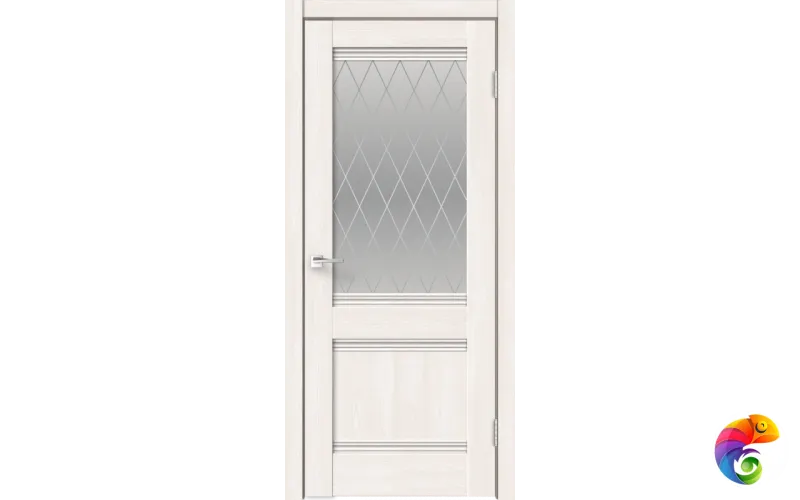 Дверное полотно ECO FLEX CITY 22 800х2000 Цвет Дуб Бьянко стекло РОМБ малый светлый Левое/Правое VD1040430