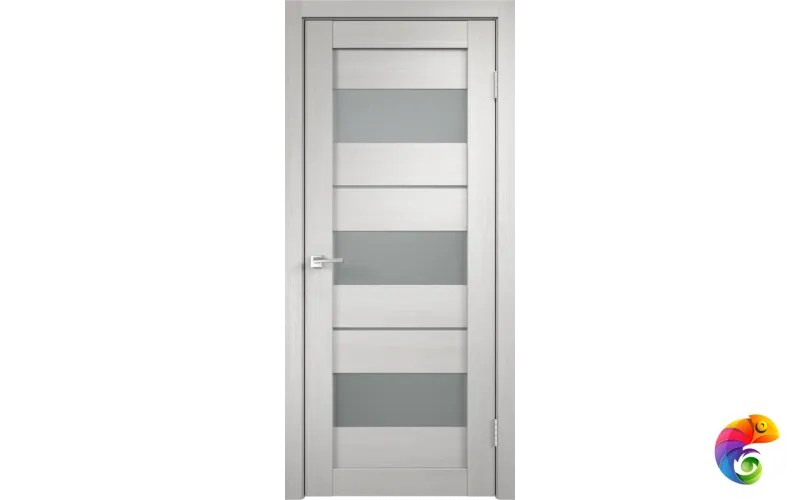 Дверное полотно Экошпон DUPLEX 12 700х2000 цвет Дуб белый стекло Мателюкс Левое/Правое VD011827