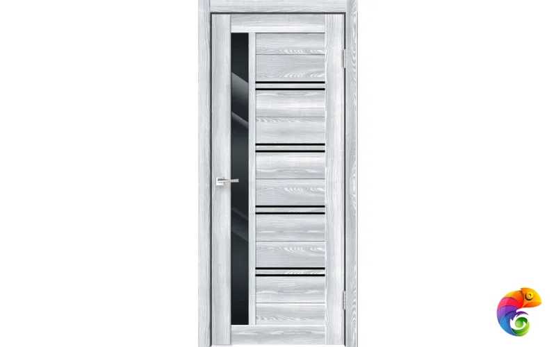 Дверное полотно Экошпон XLINE 1 700х2000 цвет Клён айс стекло Лакобель черное Левое/Правое VD016365