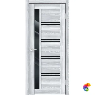 Дверное полотно Экошпон XLINE 1 800х2000 цвет Клён айс стекло Лакобель черное Левое/Правое VD016366
