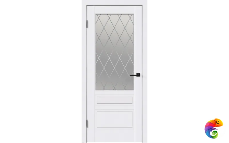 Дверное полотно Эмаль SCANDI 3V 800х2000 цвет Белый стекло РОМБ Мателюкс Левое/Правое VD1001313