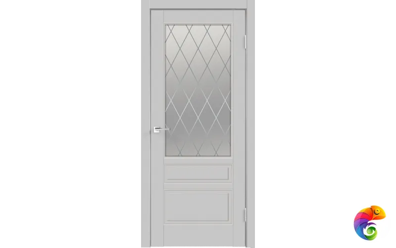 Дверное полотно Эмаль SCANDI 3V 600х2000 цвет Светло-серый стекло РОМБ Мателюкс Левое/Правое VD1001606
