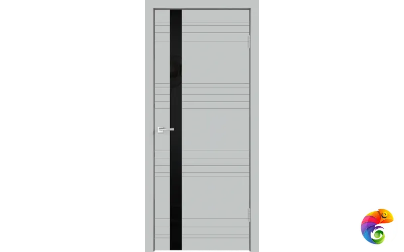 Дверное полотно Эмаль SCANDI N Z1 700х2000 цвет Светло-серый стекло Лакобель черное Левое/Правое VD1005842