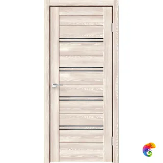 Дверное полотно Экошпон XLINE 4 600х2000 цвет Клён крем стекло Лакобель черное Левое/Правое VD016376