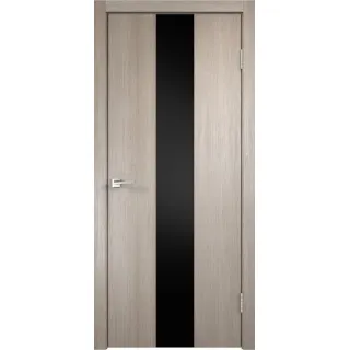 Дверное полотно Экошпон SMART Z2 800х2000 цвет Капучино стекло Лакобель черное Левое/Правое VD020992