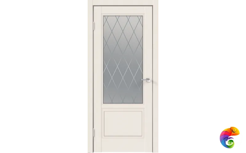 Дверное полотно Эмаль SCANDI 2V 900х2000 цвет Слоновая кость стекло РОМБ Мателюкс Левое VD1000342