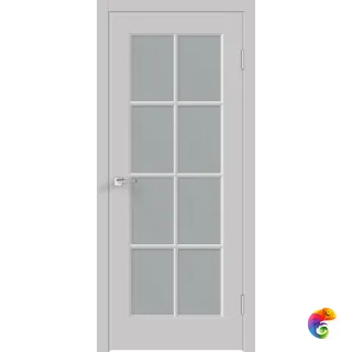 Дверное полотно Эмаль SCANDI 4V 800х2000 цвет Светло-серый стекло Мателюкс Правое VD1002273
