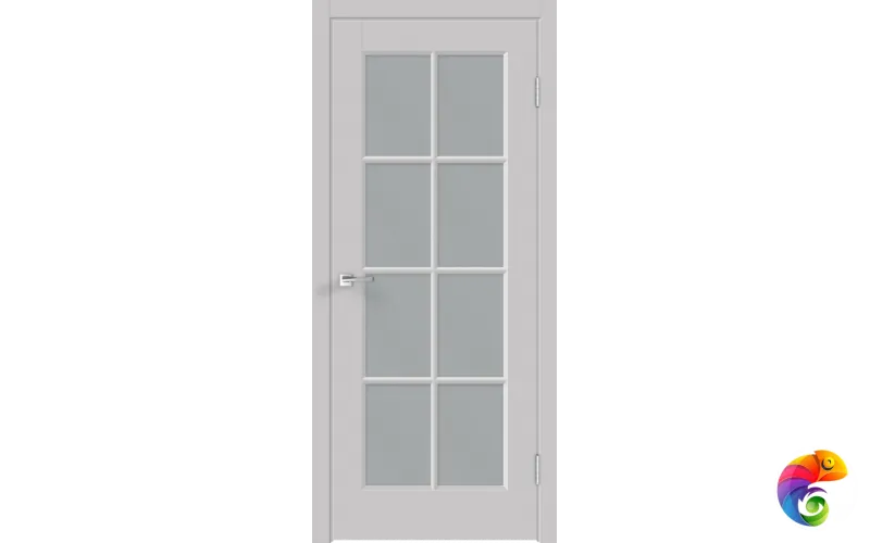 Дверное полотно Эмаль SCANDI 4V 800х2000 цвет Светло-серый стекло Мателюкс Правое VD1002273