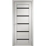 Дверное полотно Экошпон DUPLEX 600х2000 цвет Дуб белый стекло Лакобель черное Левое/Правое VD011480