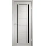 Дверное полотно Экошпон DUPLEX 2 900х2000 цвет Дуб белый стекло Лакобель черное Левое/Правое VD011518