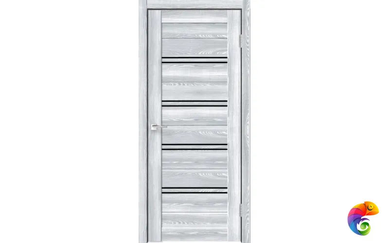 Дверное полотно Экошпон XLINE 4 800х2000 цвет Клён айс стекло Лакобель черное Левое/Правое VD016374
