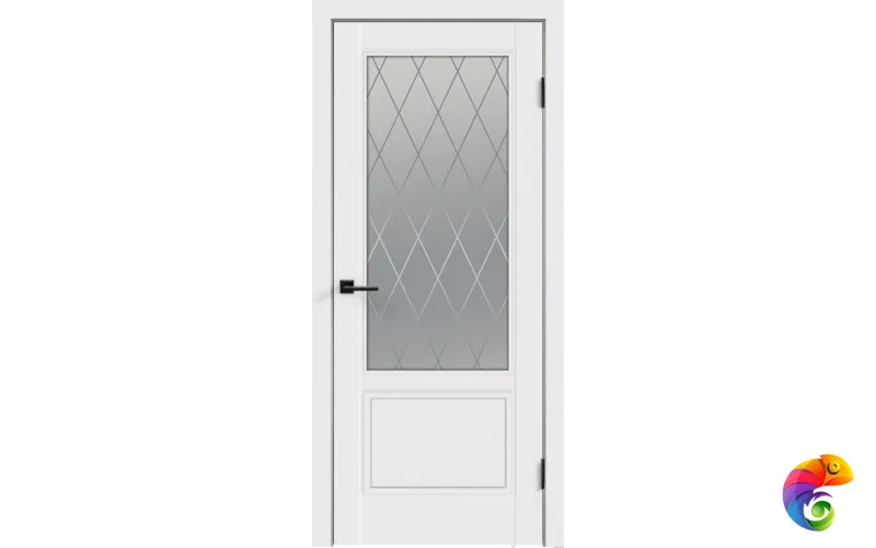 Дверное полотно Эмаль SCANDI 2V 800х2000 цвет Белый стекло РОМБ светлый Левое/Правое VD1000046