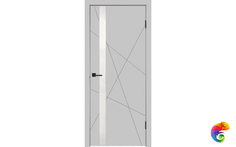 Дверное полотно Эмаль SCANDI S Z1 800х2000 цвет Светло-серый стекло Лакобель черное Левое/Правое VD1001256