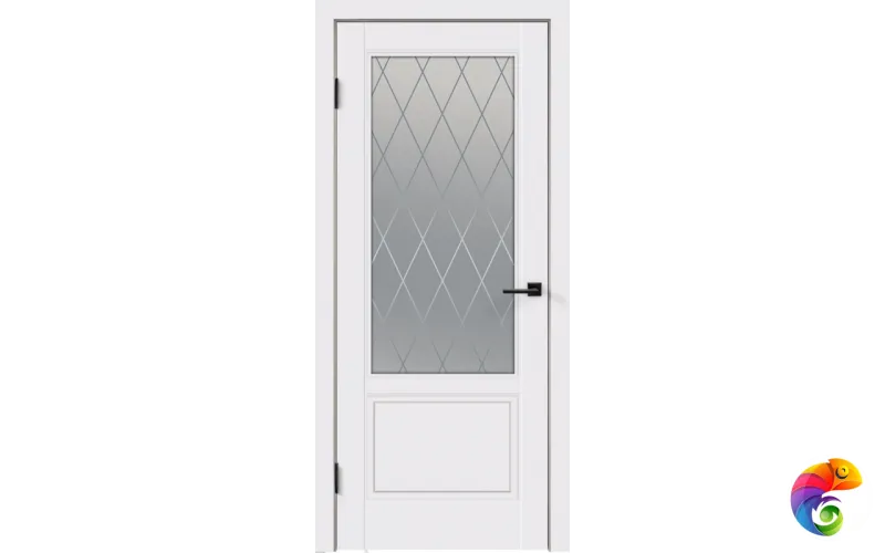 Дверное полотно Эмаль SCANDI 2V 700х2000 цвет Белый стекло РОМБ Мателюкс Левое VD1000266
