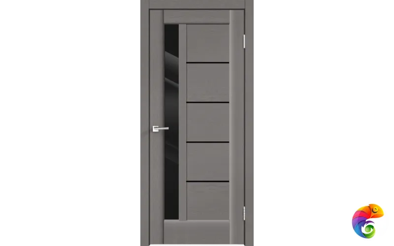 Дверное полотно SoftTouch SoftTouch PREMIER 3 800х2000 цвет Ясень грей структурный стекло Лакобель черное Левое/Правое VD1030165