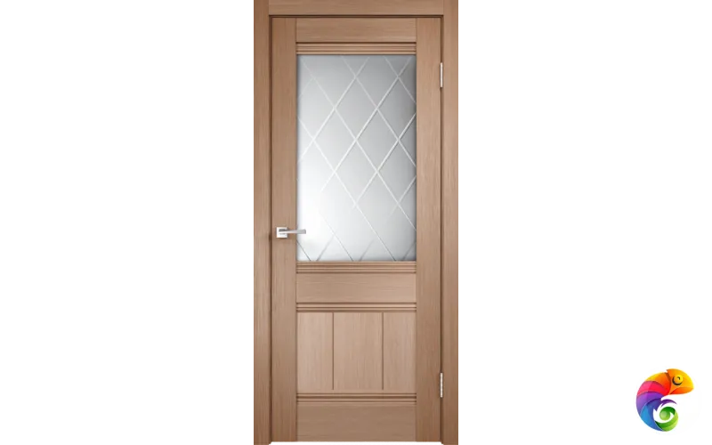 Дверное полотно 3D FLEX UNICA 11 600х2000 Цвет Бруно стекло РОМБ светлый Левое/Правое VD500065