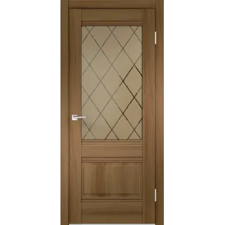 Дверное полотно Экошпон ALTO 2V 800х2000 цвет Орех Золотой стекло РОМБ бронза Левое,Правое