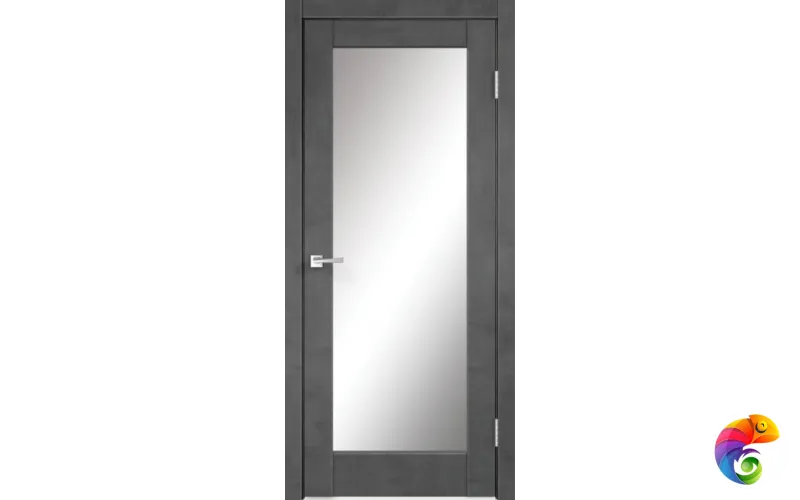 Дверное полотно Экошпон ALTO 4Z 700х2000 цвет Муар темно-серый филенка + зеркало Левое/Правое VD810657
