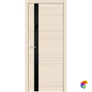 Дверное полотно Эмаль SCANDI N Z1 800х2000 цвет Слоновая кость стекло Лакобель черное Левое/Правое VD1002378