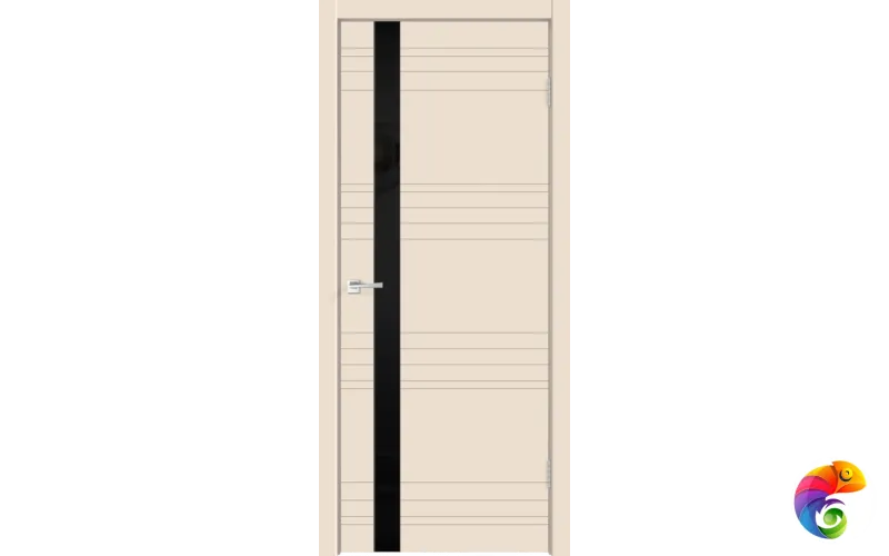 Дверное полотно Эмаль SCANDI N Z1 900х2000 цвет Слоновая кость стекло Лакобель черное Левое/Правое VD1002604