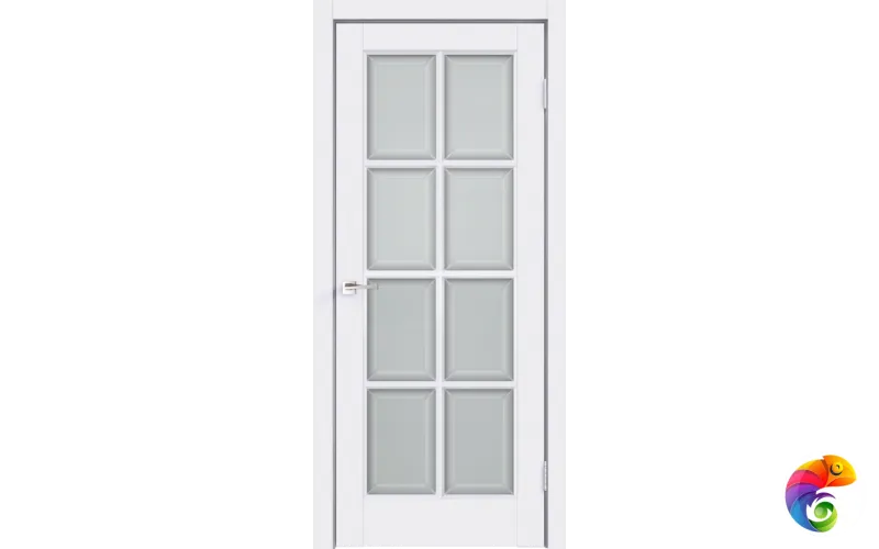 Дверное полотно Эмаль SCANDI 4V 600х2000 цвет Белый стекло Мателюкс, Английская решетка Левое/Правое VD1004970