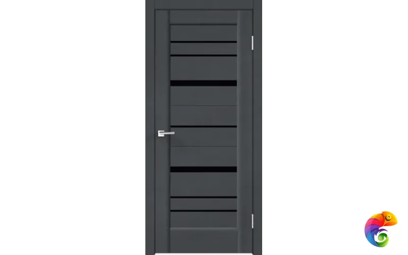 Дверное полотно SoftTouch SoftTouch PREMIER 22 800х2000 цвет Ясень графит структурный стекло Лакобель черное Левое/Правое VD1030238