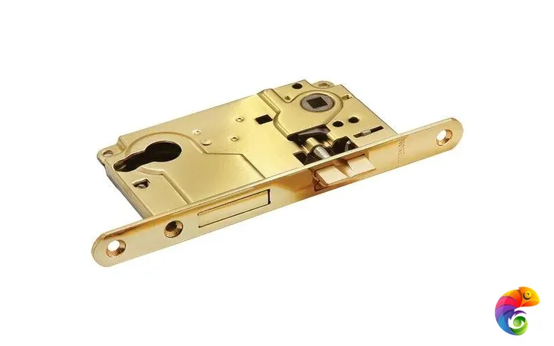 Замок с ригелем под ключевой цилиндр L1885 золото  MSK-9011250