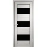 Дверное полотно Экошпон DUPLEX 5 600х2000 цвет Дуб белый стекло Лакобель черное Левое/Правое VD011041