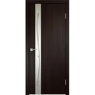 Дверное полотно Экошпон SMART Z1 900х2000 цвет Венге зеркало Веточки Левое/Правое VD021255