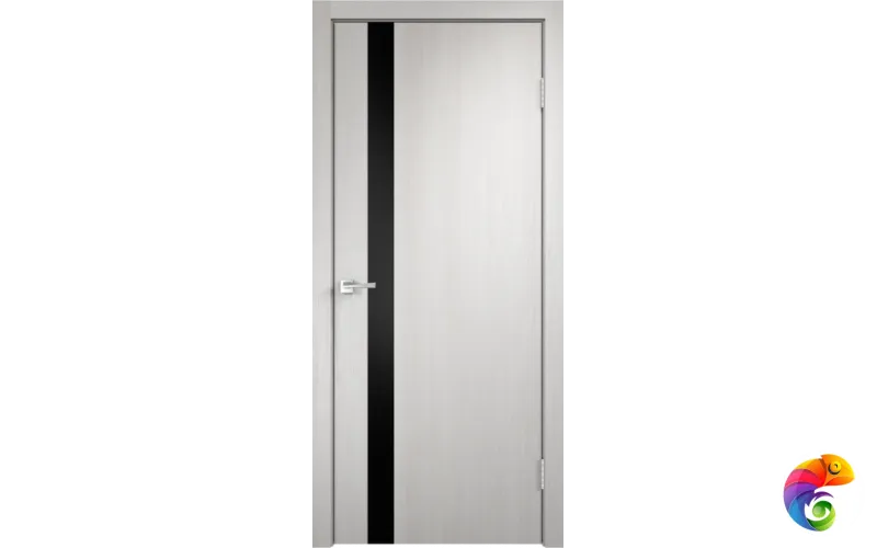 Дверное полотно Экошпон SMART Z1 600х2000 цвет Дуб белый стекло Лакобель черное Левое/Правое VD021392