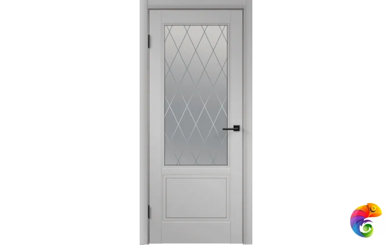 Дверное полотно Эмаль SCANDI 2V 600х2000 цвет Светло-серый стекло РОМБ Мателюкс Левое VD1000269